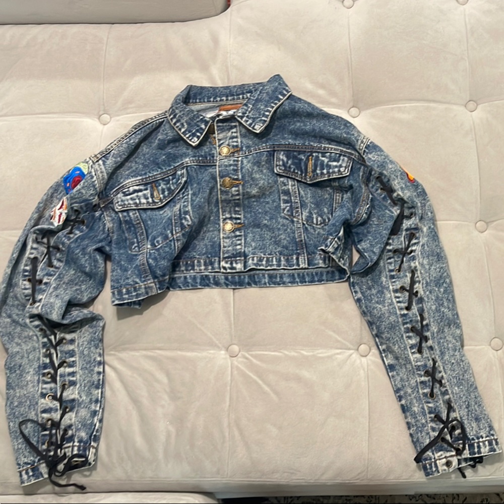 Women’s POL Blue Denim Jacket Size M with Embroidered Accents